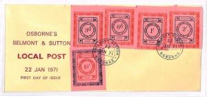 HH239 1971 GB POSTAL STRIKE Belmont & Sutton Emergency Mail FDC 