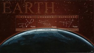 Constellations Stamp Capricorn Virgo Tauro Earth Stars Souvenir Sheet MNH