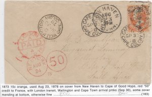 New Haven, Ct to Wellington, Cape of Good Hope 1878  (53850)