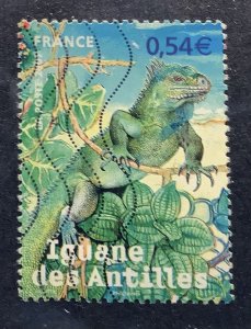 France 2007 Scott 3312 used - 0.54€, Endangered Animals, Iguane des Antilles