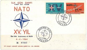 26126 - TURKEY - POSTAL HISTORY - FDC COVER - 1964 NATO \ DOVES-