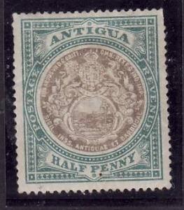 Antigua-Sc#21-unused hinged og 1/2p blue green & black-Seal of the Colony-1903-