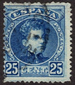 1901, Spain 25c, King Alfonso XIII, Used,  Sc 279