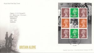 Great Britain 2010 FDC Sc #MH397b Pane of 8 Machins, label Britain Alone