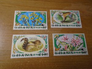 Ghana  #  450-53   MNH   Flowers / Monkey