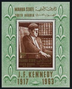 South Arabia Mahra State MIBK 1A MNH John F. Kennedy