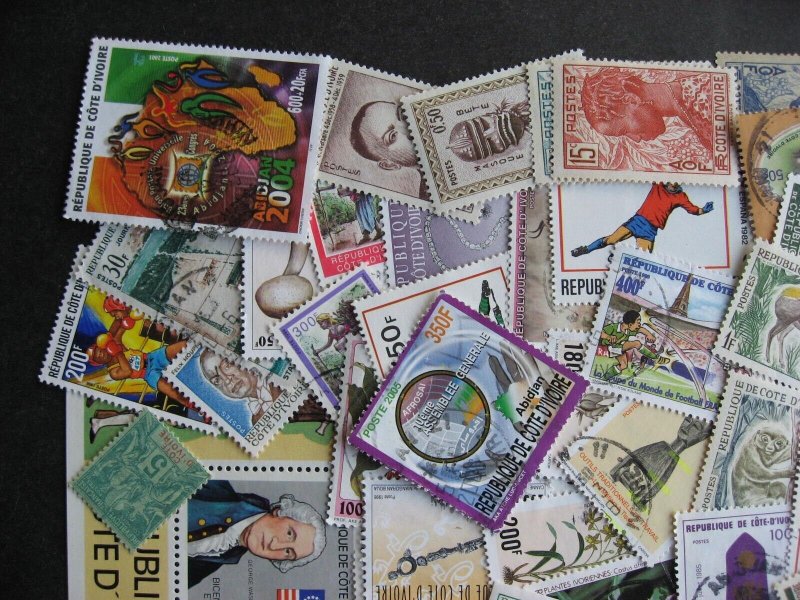 Ivory Coast collection of 55 different U, M, up to 2005 era, check them out!