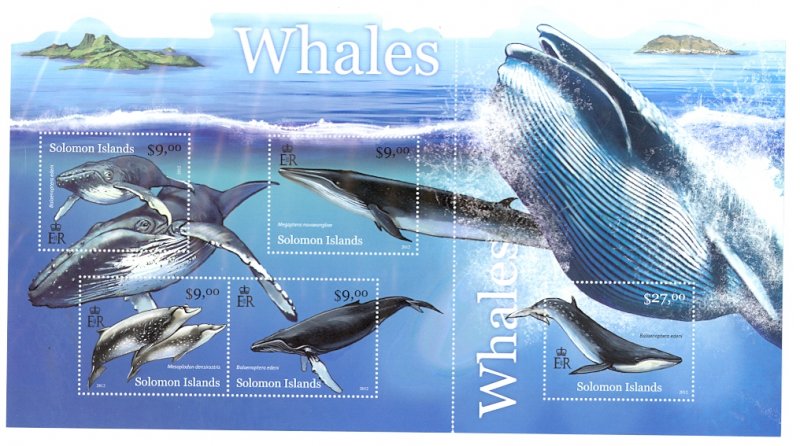 SOLOMON ISLANDS 2012 WHALES Souvenir Sheet Sc 1179 MNH