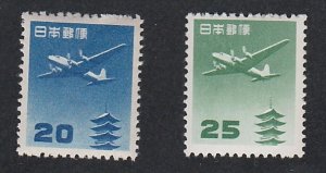 Japan # C26-27, Plane over Pagoda, Mint NH, 1/2 Hinged Cat.