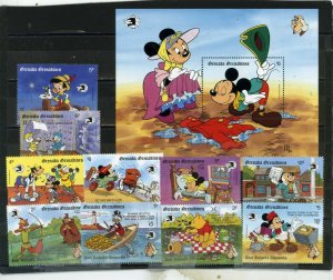 GRENADA & GRENADINES 1989 DISNEY POOR RICHARD'S ALMANACKS 10 STAMPS & S/S MNH 