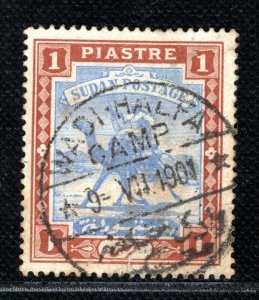 SUDAN QV Stamp SG.14 1pi CAMEL POSTMAN Used *WADI-HALFA CAMP* 1901 CDS LBLUE101