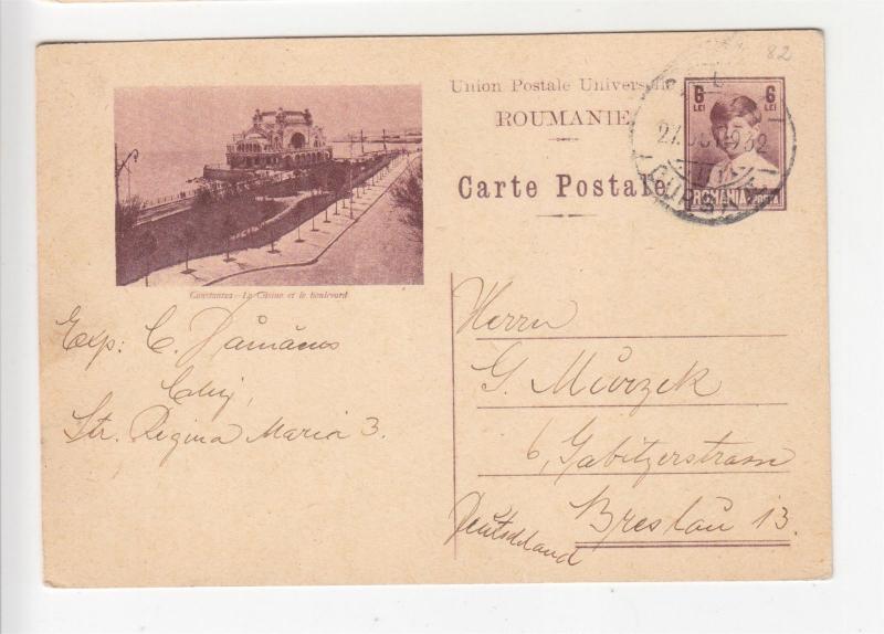 ROMANIA, Pictorial Postal Card,1930, 6L Constanza,Casino & Boulevarde to Germany