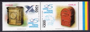 Chile 1999 Sc#1303a  125th.Anniversary UPU  Set in PAIR   MNH