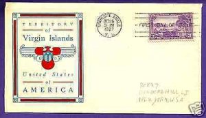 802  VIRGIN ISLANDS 3c 1937, LINPRINT FIRST DAY COVER,...