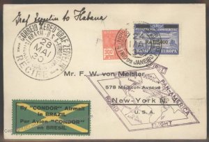 Brazil 1930 Graf Zeppelin Si59H Cover Pan America 10$000 OP 20000R Havana 103482