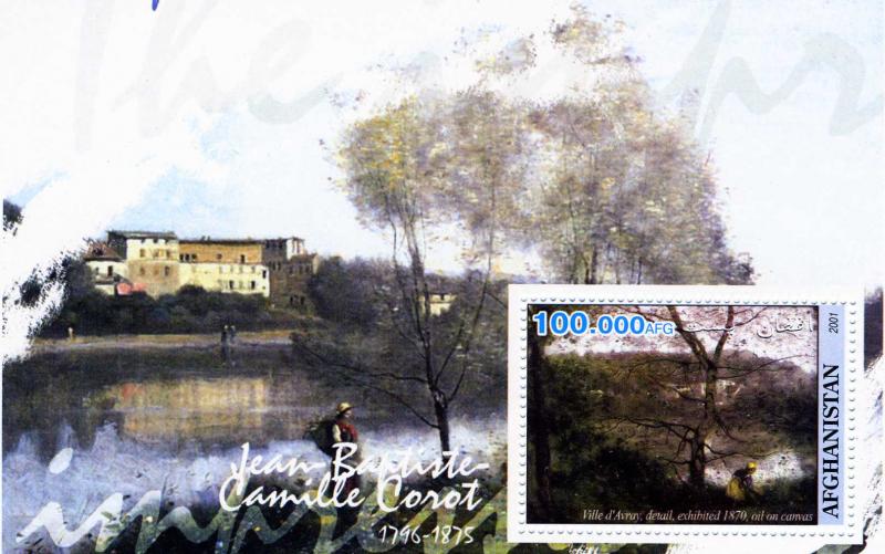 Afghanistan 2001 CAMILLE COROT Paintings s/s Perforated Mint (NH)