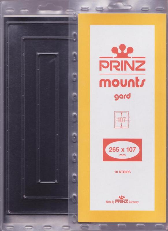 Prinz Black Stamp Mounts gard 265/107 10 Strips 