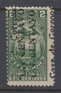 Ecuador 1920 1c on 2c Green Postal Tax Double Surcharge M Mint. Scott RA7 var