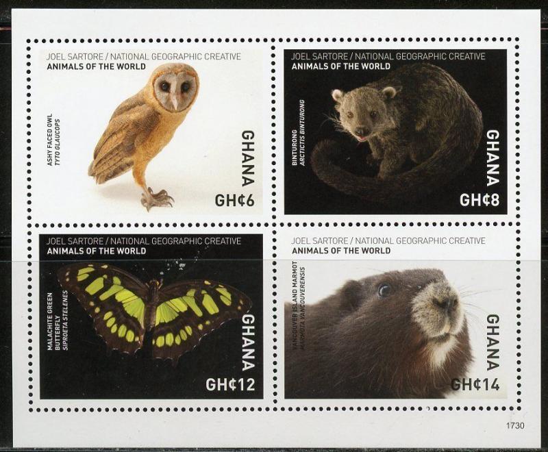 GHANA  2018 NATIONAL GEOGRAPHIC SHEET OF FOUR  MINT NEVER HINGED