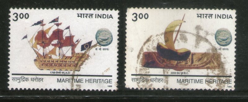 India 1998 Maritime Heritage Sailing Ship 2v Sc 1745a Used Set