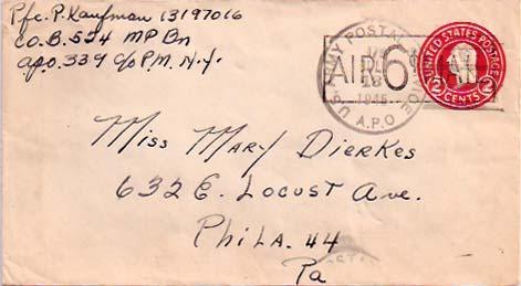 United States A.P.O.'s 2c Washington Circular Die Envelope Overprinted Air 6c...