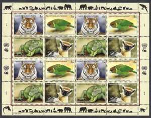 UN Geneva #549-552 1fr Endangered Species (2012). Full mini-sheet. MNH