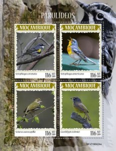 Mozambique 2019 MNH Birds on Stamps Warblers Yellow-Rumped Warbler 4v M/S