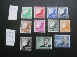 Germany 1934 HINGED SC 529Y-539Y AIRMAIL SET GUM VARIETY VF/XF 1100 EUROS (174)