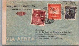 CHILE POSTAL HISTORY WWII CENSORED AIRMAIL COVER ADDR USA CANC SANTIAGO YRS'1940