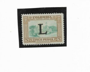 COLOMBIA 1950 AIRMAIL OVERPRINTED L MNH SCOTT C185 MI 589 5 PESOS HIGH VALUE