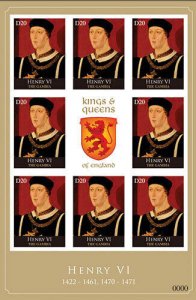 Gambia 2012 - King Henry VI - English Royalty - Sheet of 8 - Scott #3428 - MNH