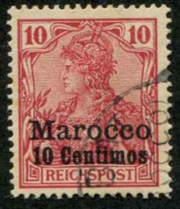 German Offices Morocco SC# 9 o/p'd  10 Centines on Germany Used