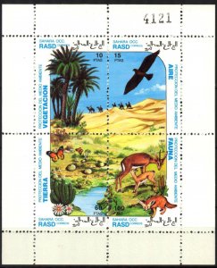 Sahara OCC. R.A.S.D.  1992 Fauna Camels Birds Butterflies Sheet of 4 MNH