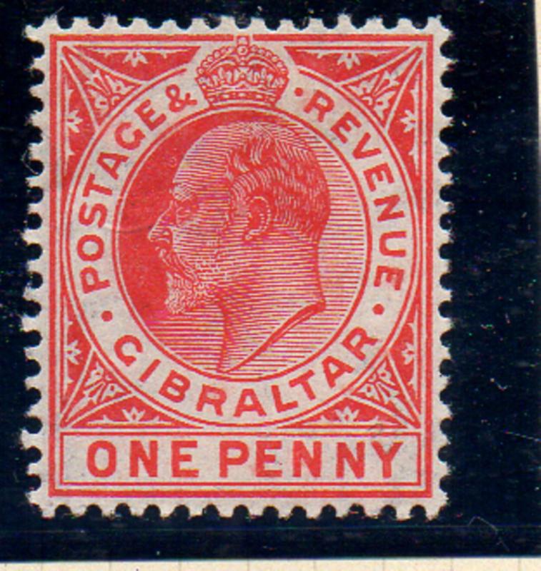 Gibraltar Sc 51 1907 1 d carmine Edward VII stamp mint