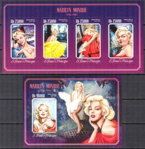 Sao Tome and Principe 2014 Cinema Actress Marilyn Monroe sheet + S/S MNH