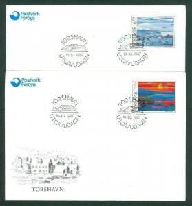 Faroe Islands. 2 FDC Cachet 1987. Collages,Art. Scott # 166-167