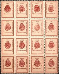 1904 El Salvador Revenue 50 Pesos Entry of Foreign Goods Import Tax Block/16