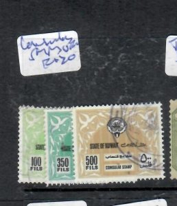 KUWAIT   REVENUE CONSULAR STAMPS 100F, 350F, 500F  VFU      P0326A H