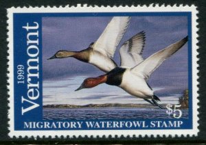 VT14 US $5 Vermont 1999 Migratory Waterfowl Stamp, MNH