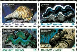 Marshall Islands 1986 - Marine Invertebrates - Block of 4 - Scott 113a - MNH