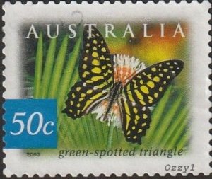 Australia #2168 2003 50c Green Spotted Triangle Butterfly   USED-VF-NH. 