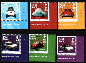 Isle of Man-SC#1157-62-set-unused-NH-Peel Cars-2006-