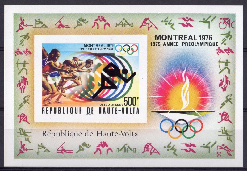 Upper Volta 1976 Sc#C230 MONTREAL OLYMPIC GAMES SPRINT IMPERFORATED S/S MNH