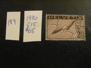 SWITZERLAND 1930 USED SC 15 AIRMAIL SINGLE $65  XF  (189)