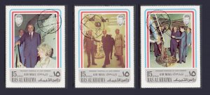 1972  Ras Al Khaima - Visit of Pompidou to USA  - Mi 766A-768A - Perf. - CTO