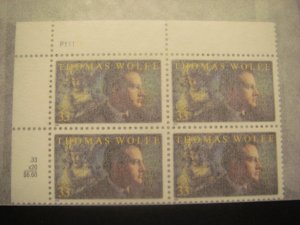 Scott 3444, 33c Thomas Wolfe, PB4 #P1111 UL, MNH Commemorative Beauty