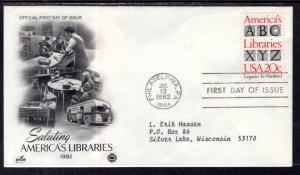 US 2015 Libraries PCS Artcraft Variety Typed FDC