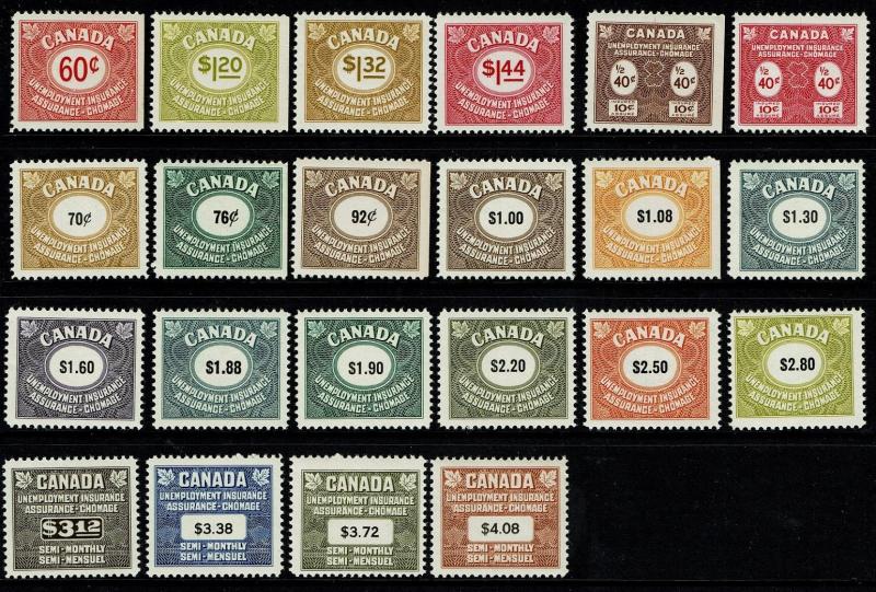 Canada 22 Unemployment Rev Stamps MNH / Many Better Inc 1968 $3.12 - S1755