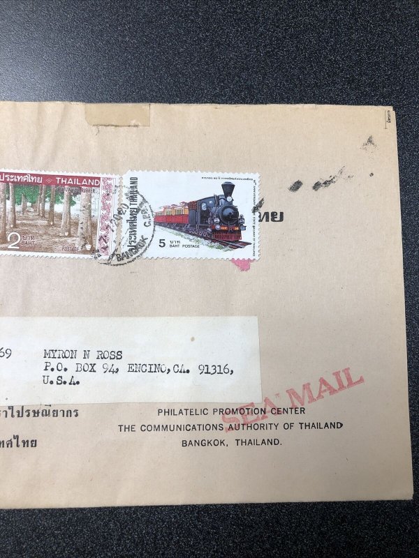 Thailand Cover To Cali. With Train Stamp. 