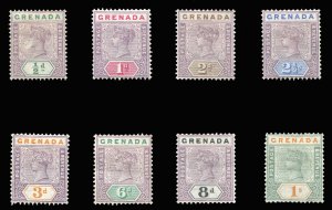 Grenada #39-46 Cat$140, 1895-99 Victoria, hinged